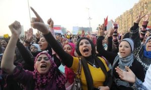 Women at Tahrir Square in 2012 by Mohamed Omar/EPA