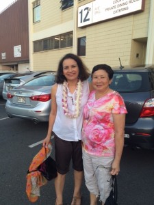 On my right is Jackie, a longtime reader and Iolani School staffer who nominated me for the artistic residency