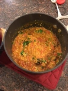 Tomato Pappu, masoor dal cooked with tomatoes and curry leaves