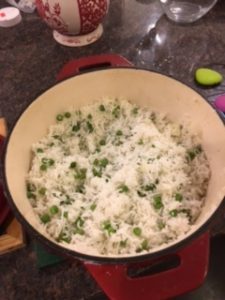 My own simple rice pilau with green peas