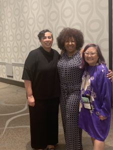 LCC award winners Raquel V Reyes, Wanda Morris and Naomi Hirahara