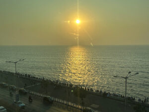 Greeters of the sunrise on Marine Drive, Mumbai